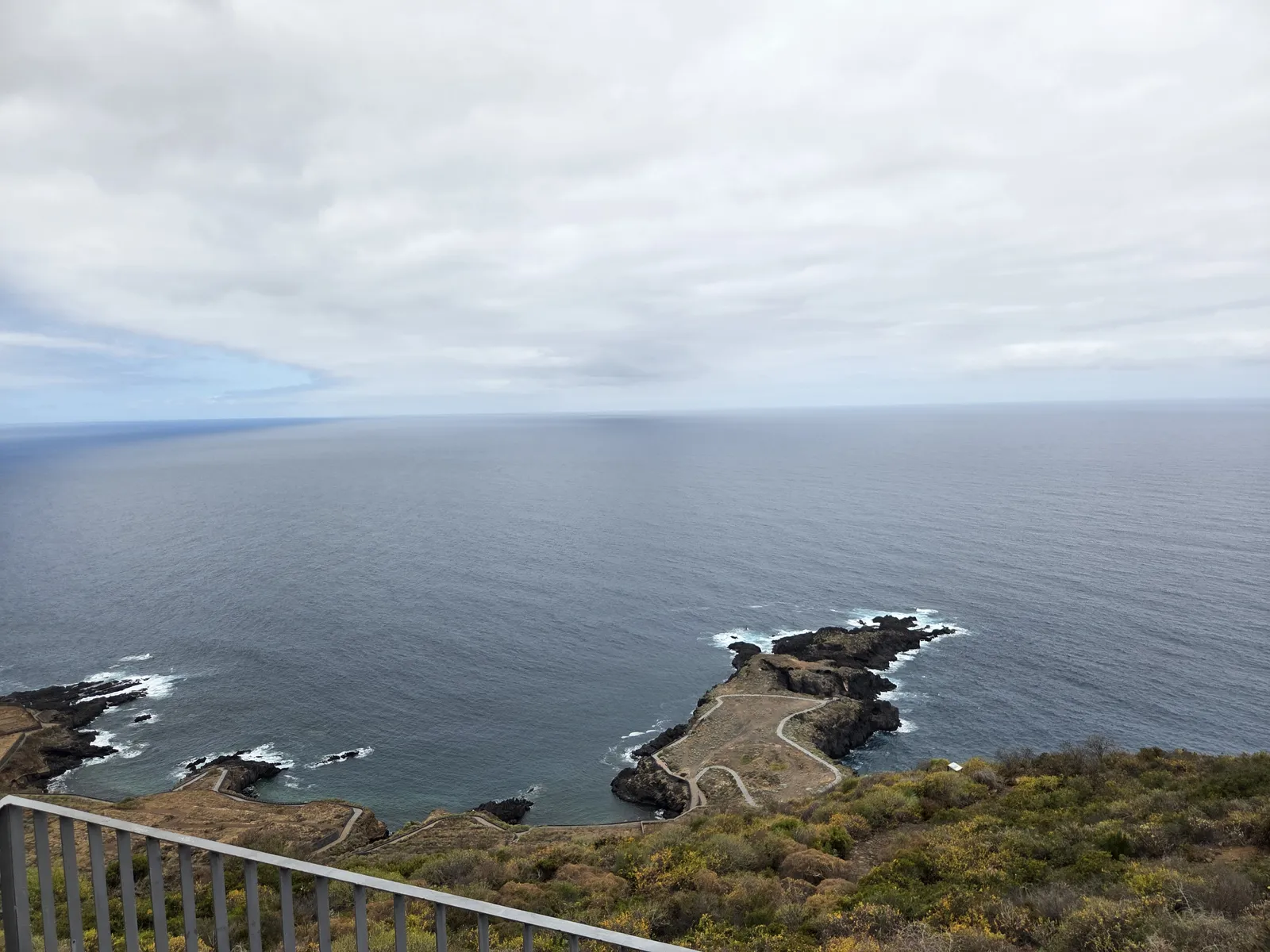 Rocky headland and winding coastal paths below Mirador de Las Breñas in El Sauzal